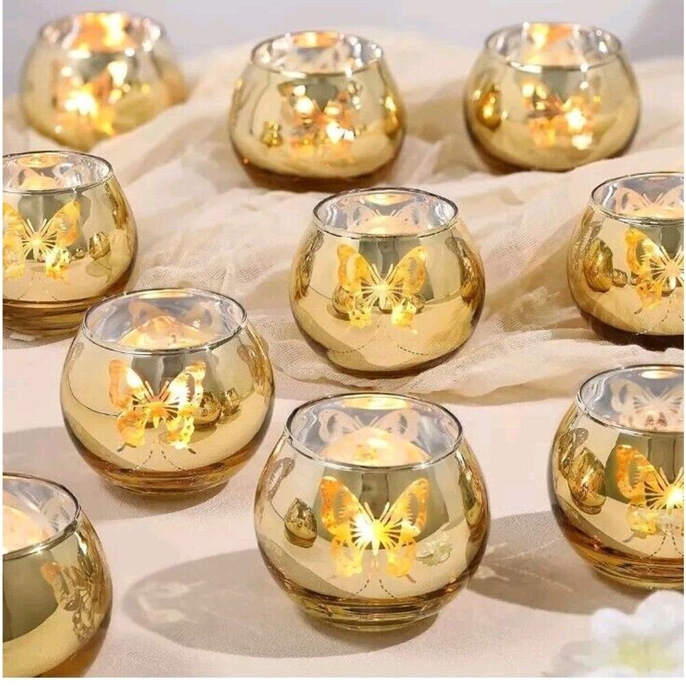 Gold Votive 7 Piece Tea Lights Candle Holders Weddings Parties Event Decor